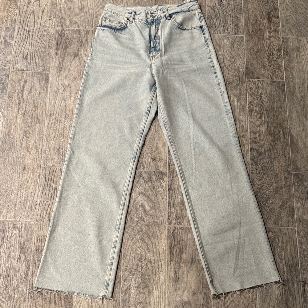 Zara Women's Light Gray Straight Leg Jeans